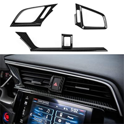 ABS Carbon Fiber Style Center Consoles Air Vent Wind Outlet Trims Interior Decoration Stickers 