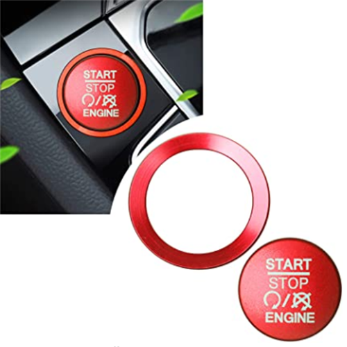 Car Engine Start Stop Button Cover Engine Start Stop Trim Decor Sticker Aluminium Alloy